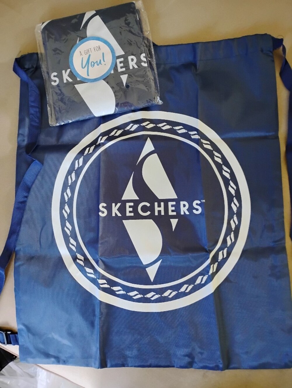 Lot 2 Skechers Navy Blue & White Drawstring Logo Nylon Backpacks